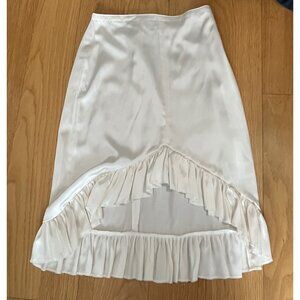 Maison Cleo Elegant Cream Midi Skirt with Ruffle Detail